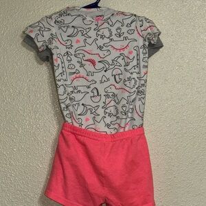 Gray and Pink Dinosaur Print Baby Outfit